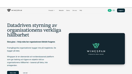 Top of the Wingspan homepage before the project