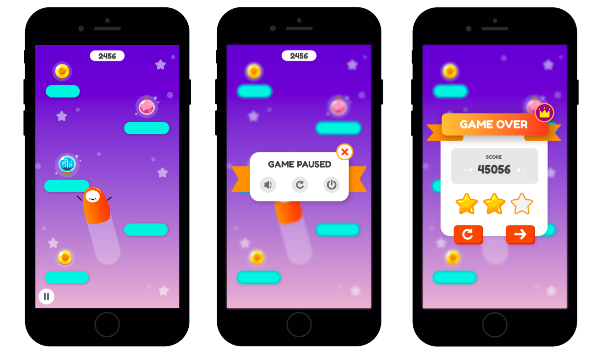 Climbing mini-game screens