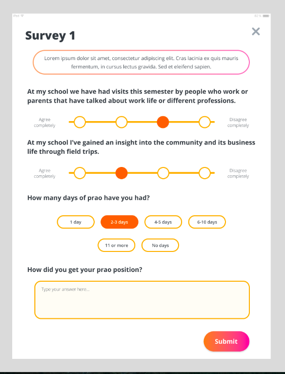 Survey, student view